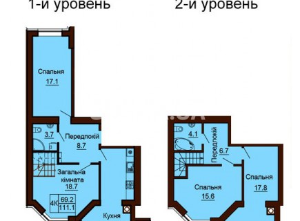 Двухуровневая квартира 111,1 м/кв - ЖК София