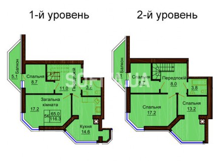 Двухуровневая квартира 116.3 м/кв - ЖК София