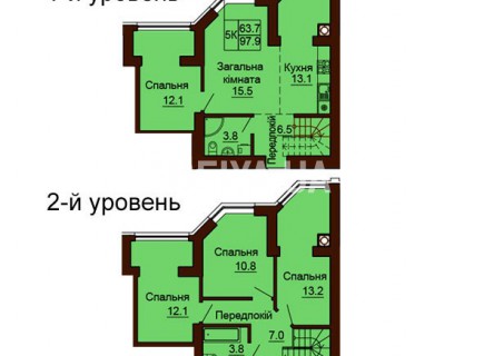 Двухуровневая квартира 97.9 м/кв - ЖК София