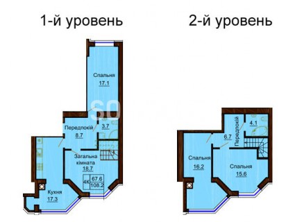 Двухуровневая квартира 108.2 м/кв - ЖК София