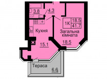 Однокімнатна квартира 41,7 м/кв - ЖК София