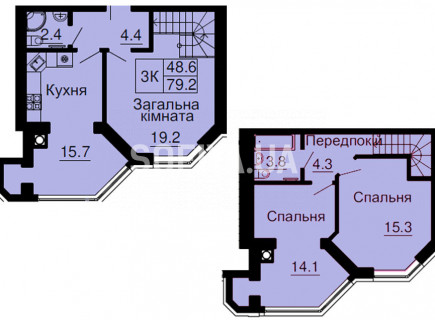 Дворівнева квартира 79,2 м.кв - ЖК София