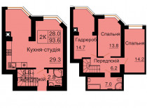 Дворівнева квартира 93,6 м.кв - ЖК София