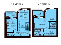 Двухуровневая квартира 78.5 м/кв - ЖК София