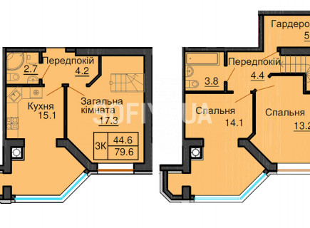 Дворівнева квартира 79,6 м.кв - ЖК София