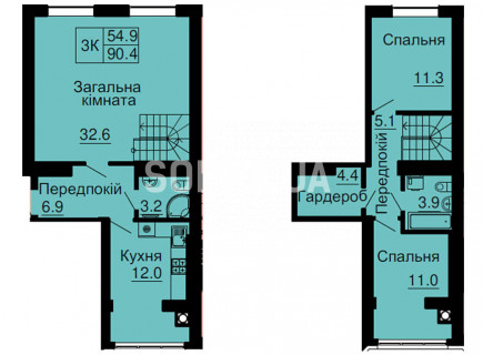 Дворівнева квартира 90,4 м.кв - ЖК София